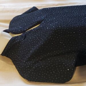 David Warren Navy Blue Asian Mandarin Sparkle Evening Dress